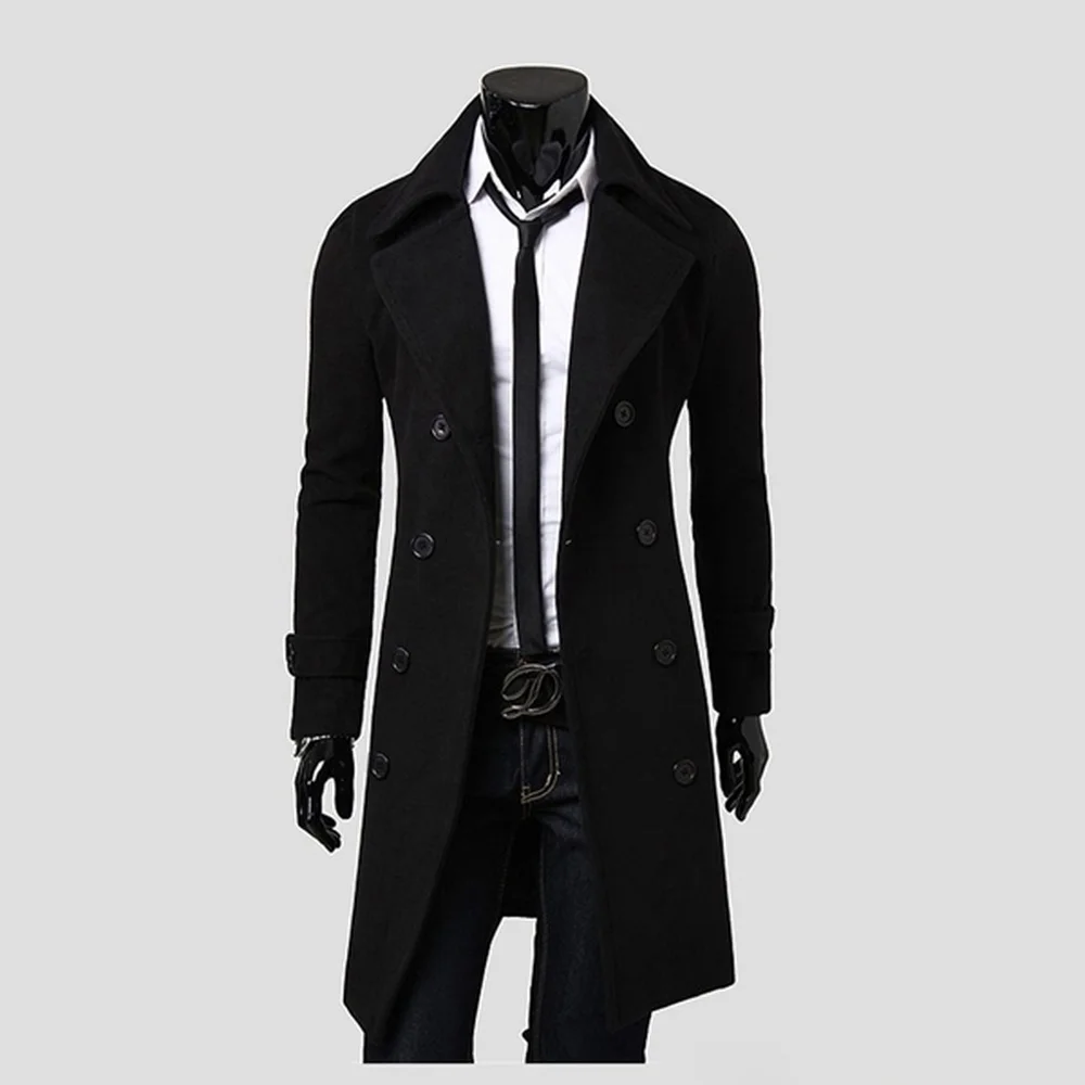 Zogaa Новая мужская мода бутик однотонный деловой Повседневный длинный участок шерстяное пальто Повседневная тонкая шерстяная ветровка пальто