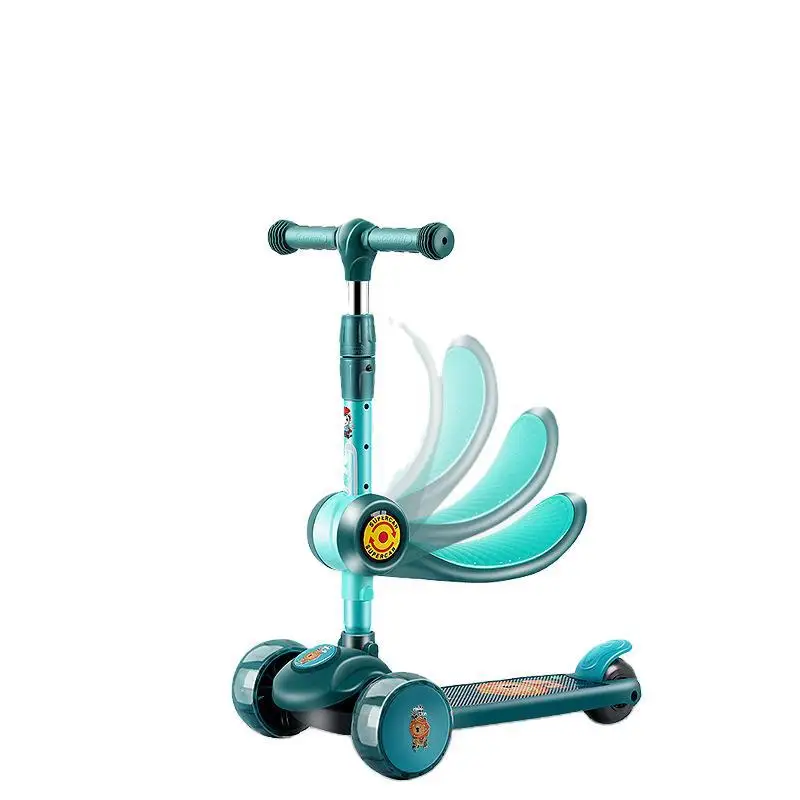 Patinete de dos modos para niños, 3 ruedas, LED, brillo, equilibrio, altura ajustable, puede sentarse, Skateboard, juguete deportivo