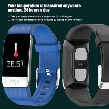 

T1 Smart Bracelet Bracelet Men Women T1 2020 Fitness Tracker Body Temperature Heart Rate Monitor Smart Watch Music Control Sport