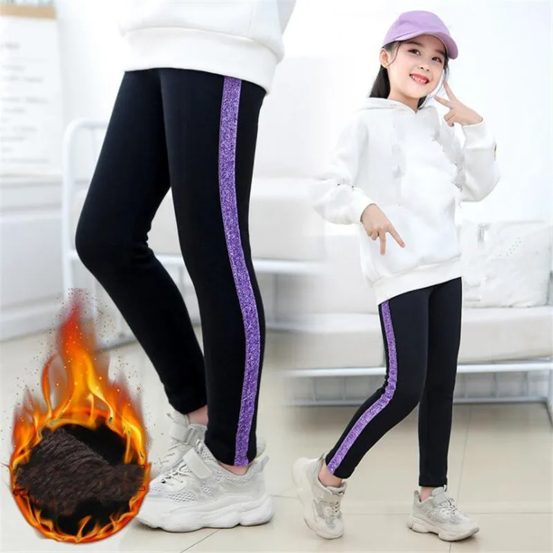 Children Warm Pants Winter Girl Legging Casual Sport Plus Velvet Thick Autumn Kids Trouser For 4 5 6 7 8 9 10 11 12 Years