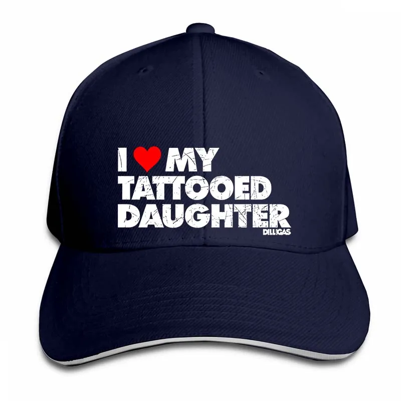 I Love My Tattooed Daughter, винтажная бейсбольная кепка с потертостями для мужчин и женщин, Кепка для водителя грузовика, модная Регулируемая Кепка - Цвет: 2-Navy