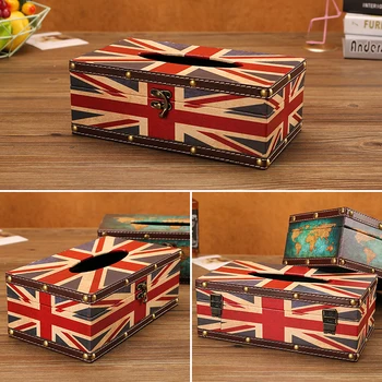 

European style removeble tissue box household vintage paper towel box living dining room country leather napkin paper holder