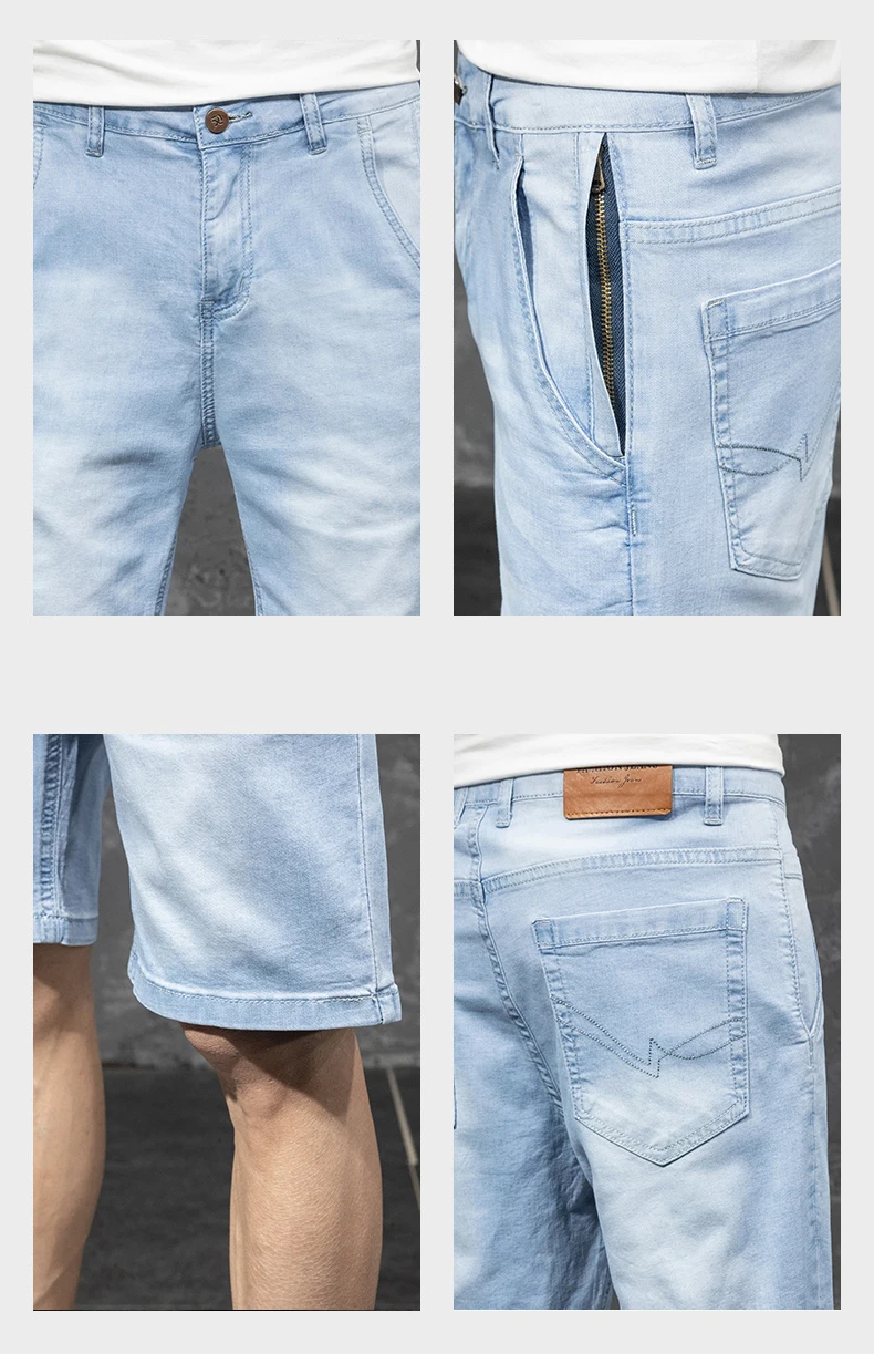 2020 Summer New Men's Slim Fit Short Jeans Fashion Cotton Stretch Vintage Denim Shorts Grey Blue Short Pants Male Brand Clothes best men's casual shorts