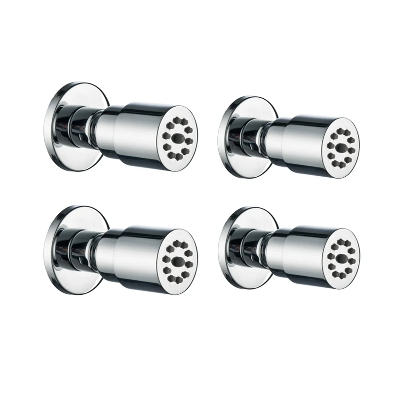 4 PCS Настенный смеситель для душа, массажные струи 35*35 мм, латунный душ для тела, для дома, спа, квадратная ванная комната, Душ для душа, струйный хром - Цвет: 4 PCS