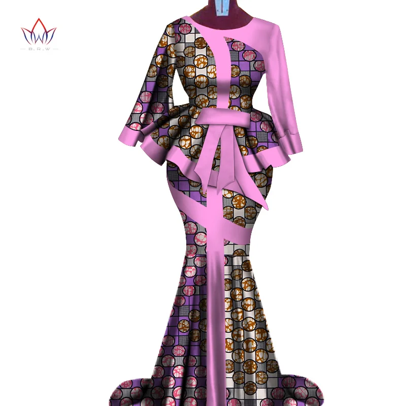 Африканский восковой принт комплект из двух предметов Базен Riche элегантная африканская традиционная одежда Дашики короткий топ и юбка наборы WY3792