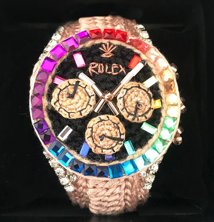Handmade Weave wool watches men luxury brand green dial cool decoration diamond women gift for girls vintage | Украшения и