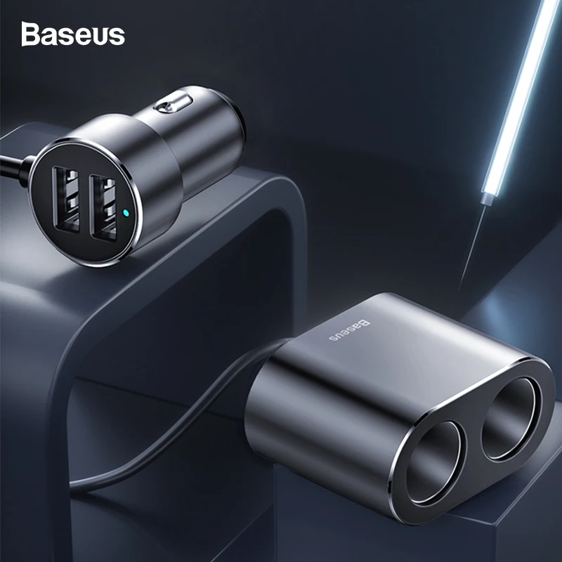 

Baseus Car Splitter Cigarette Lighter 12V-24V Dual USB Car Charger Socket 100W Car Auto Splitter Power Adpater For Car USB HUB