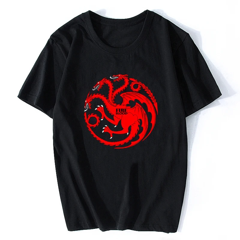 

Targaryen Dragon T-shirts Men Fire and Blood Cotton Short Sleeve Tshirts Game of Thrones Fashion Swag Casual Clothes Man
