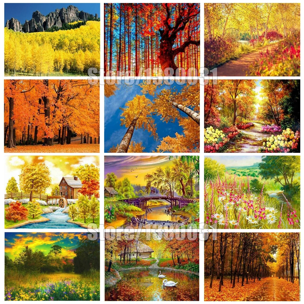 5D Full Square Daimond Painting Mosaic Autumn DIY Picture Of Rhinestones Diamond Embroidery Sale Scenery Home Decoration CC1196 | Дом и сад