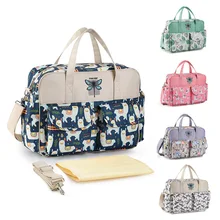 Новая сумка для подгузников с принтом, водонепроницаемая, большая емкость, детские сумки для мамы, многофункциональная коляска, сумка для беременных, уход за ребенком, 10 цветов