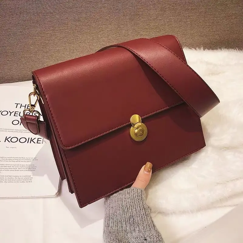 

Vintage Fashion Female Square Bag 2019 New High Quality PU Leather Women's Designer Handbag Lock Large Shoulder Messenger Bag