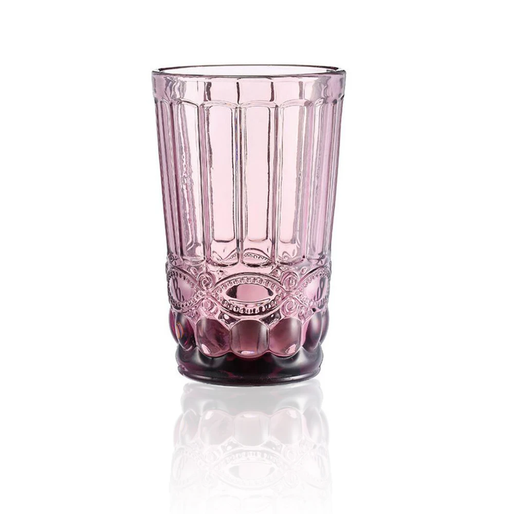 HPDEAR de colores para beber de 12 vasos de vidrio Vintage prémium, sin plomo, con relieve, de alta claridad para - AliExpress
