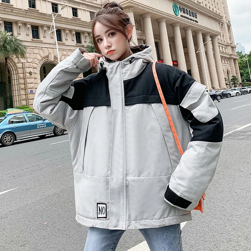 

Cotton-padded Clothes Photo Shoot 2019 Winter New Style Korean-style Loose-Fit BF Hooded Coat INS Hong Kong Style Short Workwear