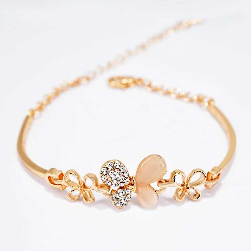 

Gold Plated Bangle Women's Bracelets for Women Fashion Jewelry Opal Bracelet Bangle Crystal Rhinestones Bracelet Bowknot