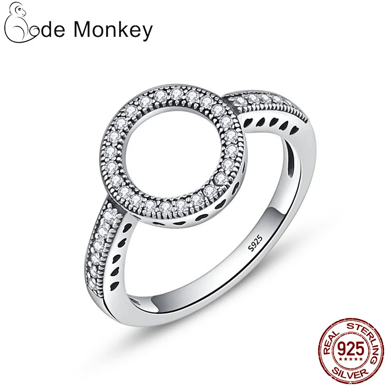 

CodeMonkey Hot Sale 100% 925 Sterling Silver Rings Clear CZ Circle Round Lucky Rings for Women Jewelry 2019 Dropshipping R041