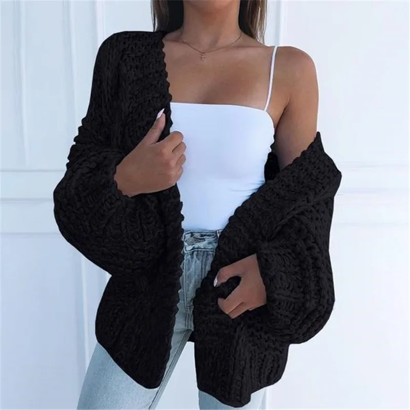 Winter Sweater Women Plus Size Knitted Fashion Sweater Jacket Black Cotton Cardigan Female Casual Korean Cardigan Sweaters