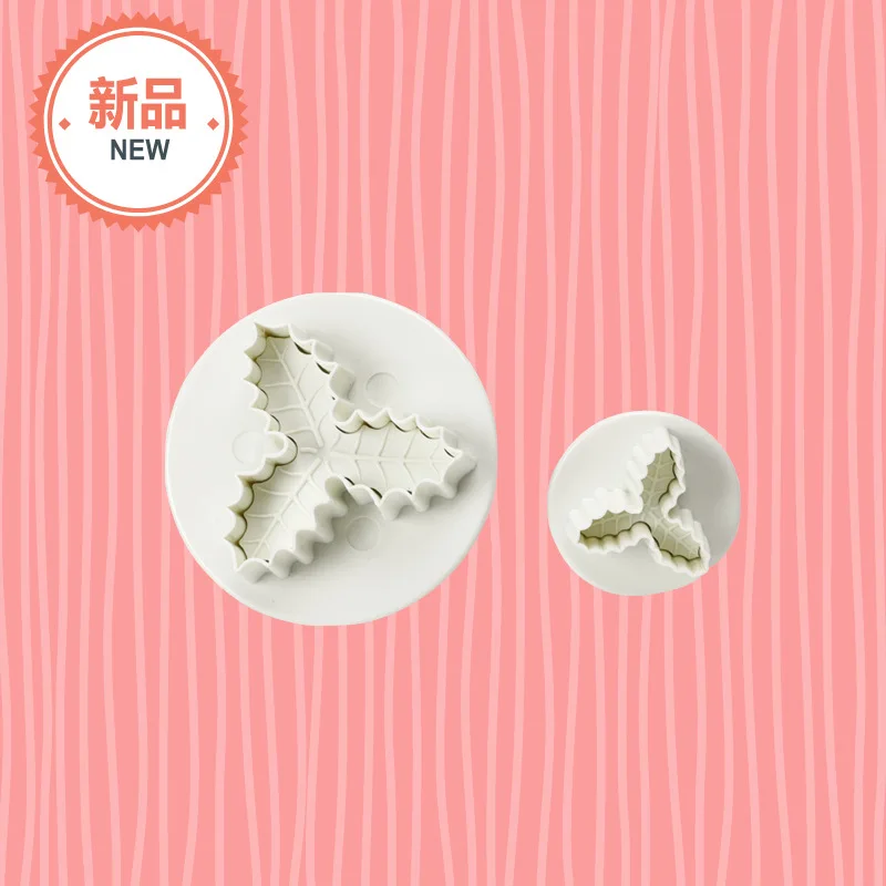 

Manufacturers Direct Selling 2 Pieces Three Leaves Cookie Cutter Christmas Holly Embossing Mold Fondant Modeling Mould
