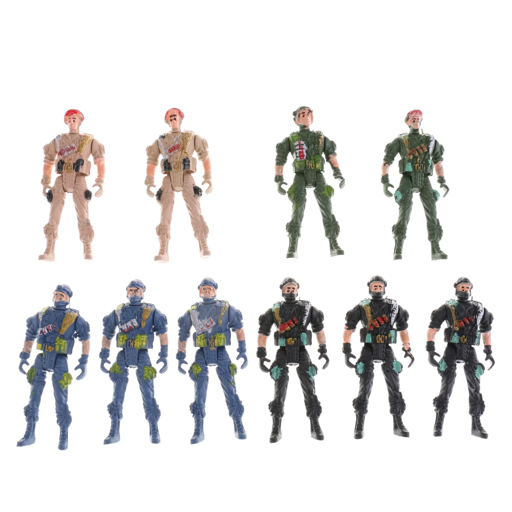 10 Pieces WWII Special Force Soldiers Playset 9cm  Men Action Figures
