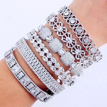 

GODKI Luxury Stackable Cuff Bangles For Women Wedding Full AAA Cubic Zircon Crystal CZ Dubai Bridal Bracelets Party Jewelry 2020