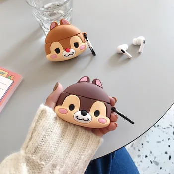 

For AirPods Case Fashion 3D Cartoon Squirrel Earphone Case For AirPods 1 2 Lovely Headset Soft TPU Protect Cover with Keychain