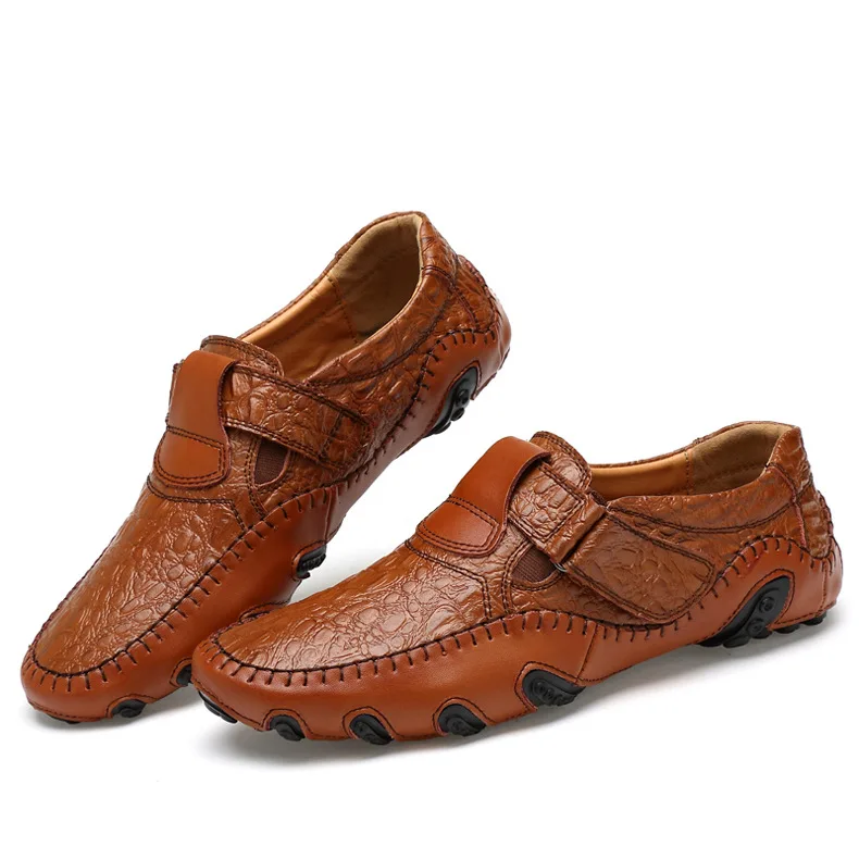 

Crocodile Pattern Large Size Driving Shoes Foot Covering Large Size MEN'S SHOES Genuine Leather England Leather Shoes 2018