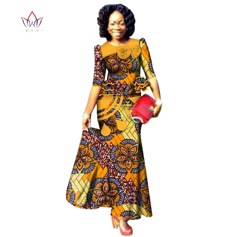 

in stock 2019 Fashion African skrit sets for Women Traditional Plus Size African Clothes Dashiki Elegant Women Set BRW WY2487