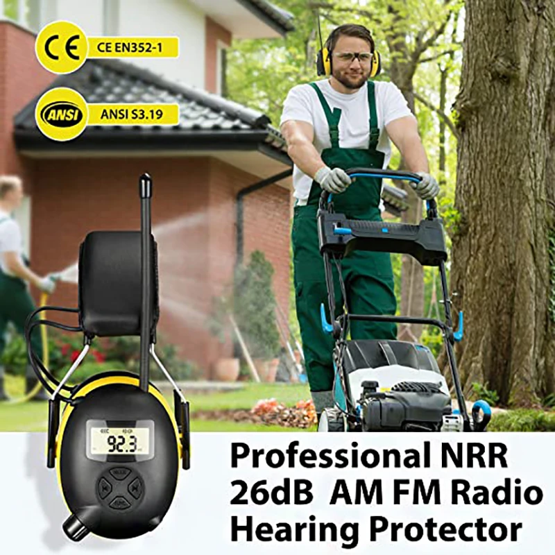 SALE NRR 30dB MP3 AM FM Radio Hearing Protection Ear Muffs Electronic Ear Protector Noise Reduction Safety Earmuffs for Working