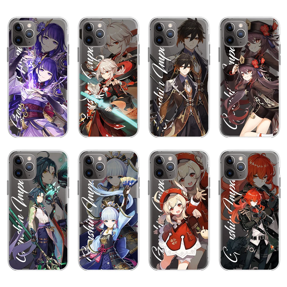 Hot Genshin Impact Transparent Mobile Phone Case For IPhone 13 12 11 Pro Max Xs X Xr 7 8 Plus Personality DIY Desin Clear Cover