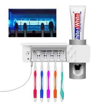 

Ultraviolet UV Toothbrush Sterilizer Auto Toothpaste Dispenser Toothbrush Holder Rack With UVC Disfinfection Germicidal light