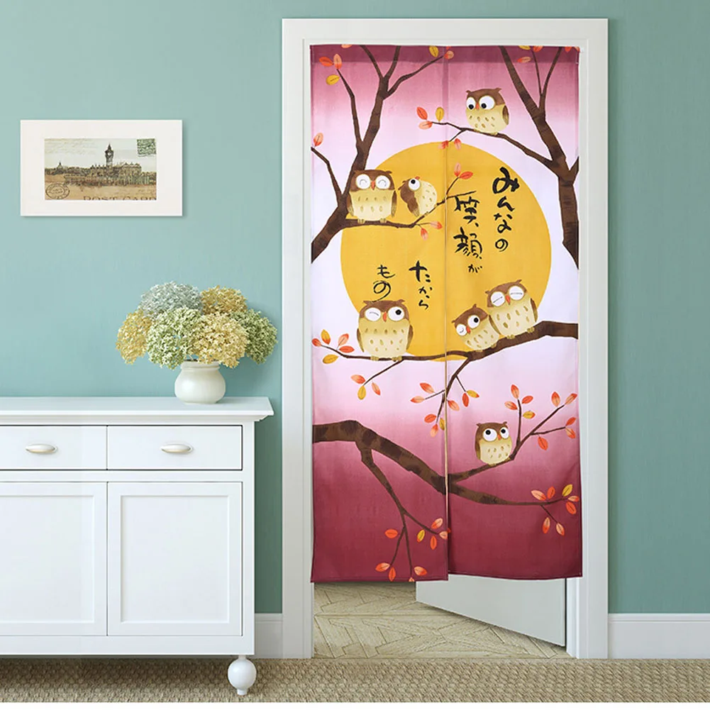 Разделительный полуподвесной декоративный Рисунок с мультяшной совой Японский вход домашний занавеска на дверь в спальню мягкий изысканный делитель