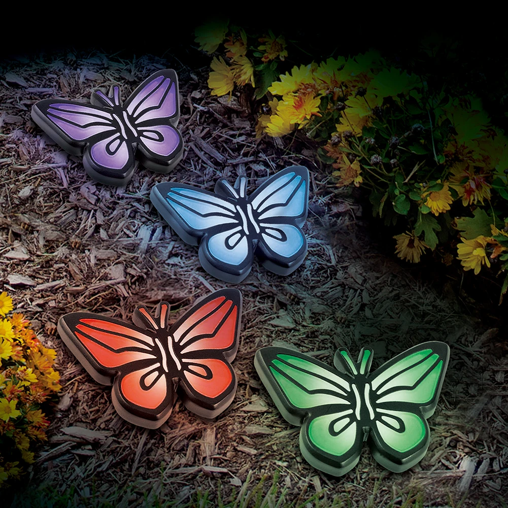 Home Fence Waterproof Colorful Butterfly Easy Install Landscape Led Patio Decorative Outdoor Lawn Solar Powered Garden Lamps