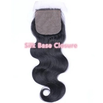 

Silk Base Closure Body Wave Brazilian Virgin Hair 4x4 Lace Closure Pre Plucked With Baby Hair Middle Free 3 Part For Women
