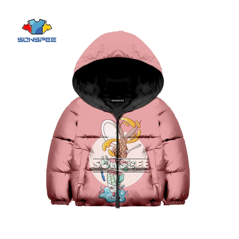 SONSPEE/Новинка; Детский пуховик с единорогом; Harajuku; пальто с 3d принтом для мальчиков и девочек-подростков; толстовка; детская одежда; теплая одежда; Y10
