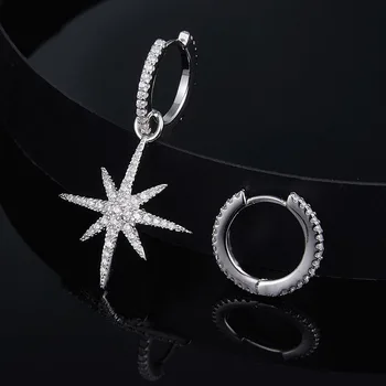 

Baoyocn High Quality Real 925 Sterling Silver Asymmetric Meteorite Star Earrings Cubic Zirconia Stones Women Fashion Jewelry