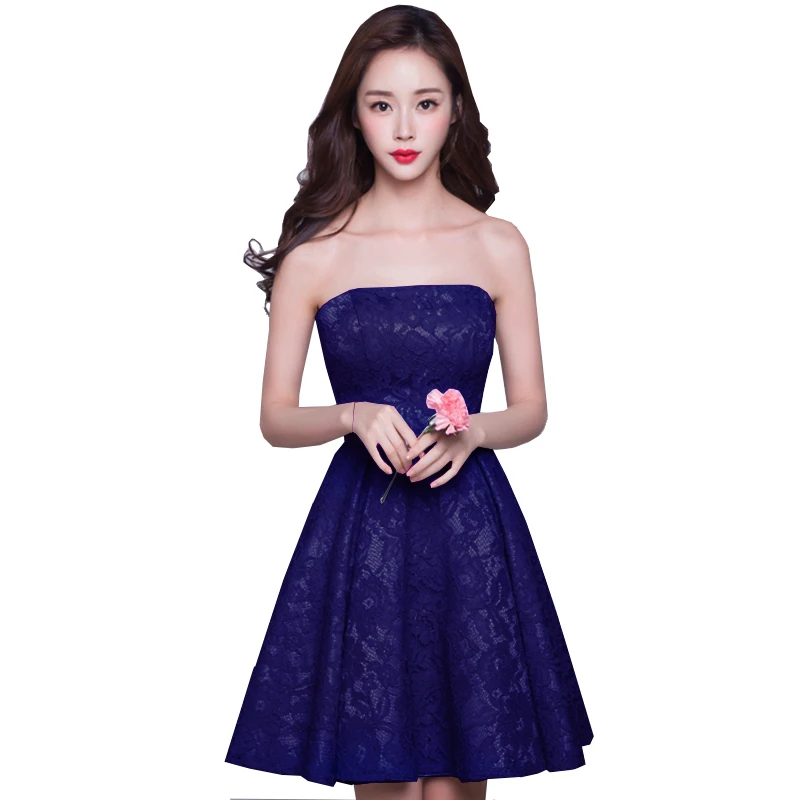 navy blue Милые с плеча кружева Модные Коктейльные Вечерние платья официальное короткое для вечеринки платье Короткое платье для Бала - Цвет: navy blue
