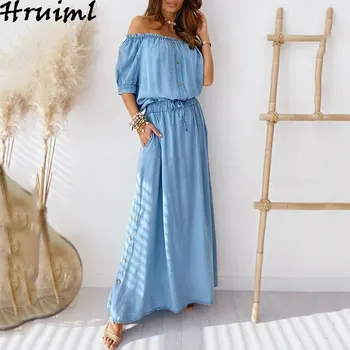 

Sexy Two Piece Outfits For Women Tops&Long Skirt Denim Casual Women 2 Piece Summer Sets Solid Streetwear Button Women Sets