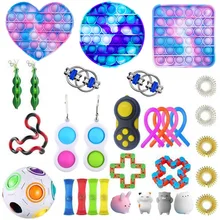 Figet Fidget – ensemble de jouets Anti-Stress, cordes extensibles, boîte It, pour adultes et enfants, Squishy Simple, fossette Anti-Stress