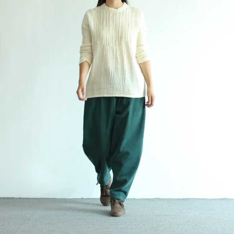 Женские вельветовые брюки осень весна Новые широкие брюки одноцветные повседневные модные женские брюки YoYiKamomo