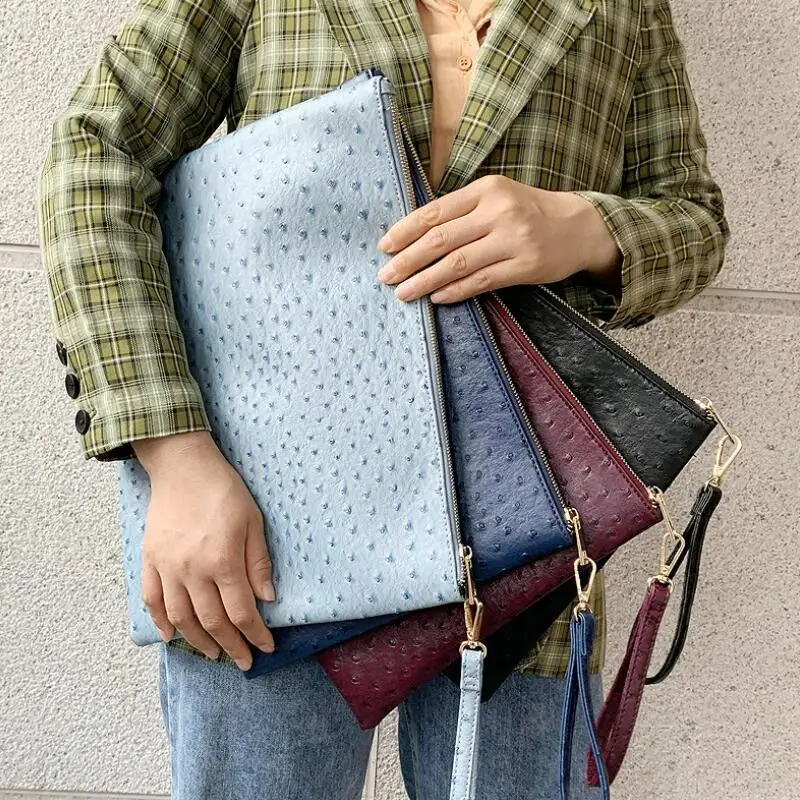 

Solid A4 Big Capacity Customized Document Bag Embrossed Python Leather Pouch Bag 2020 Big Holder Ipad Bag High Quality Women Bag