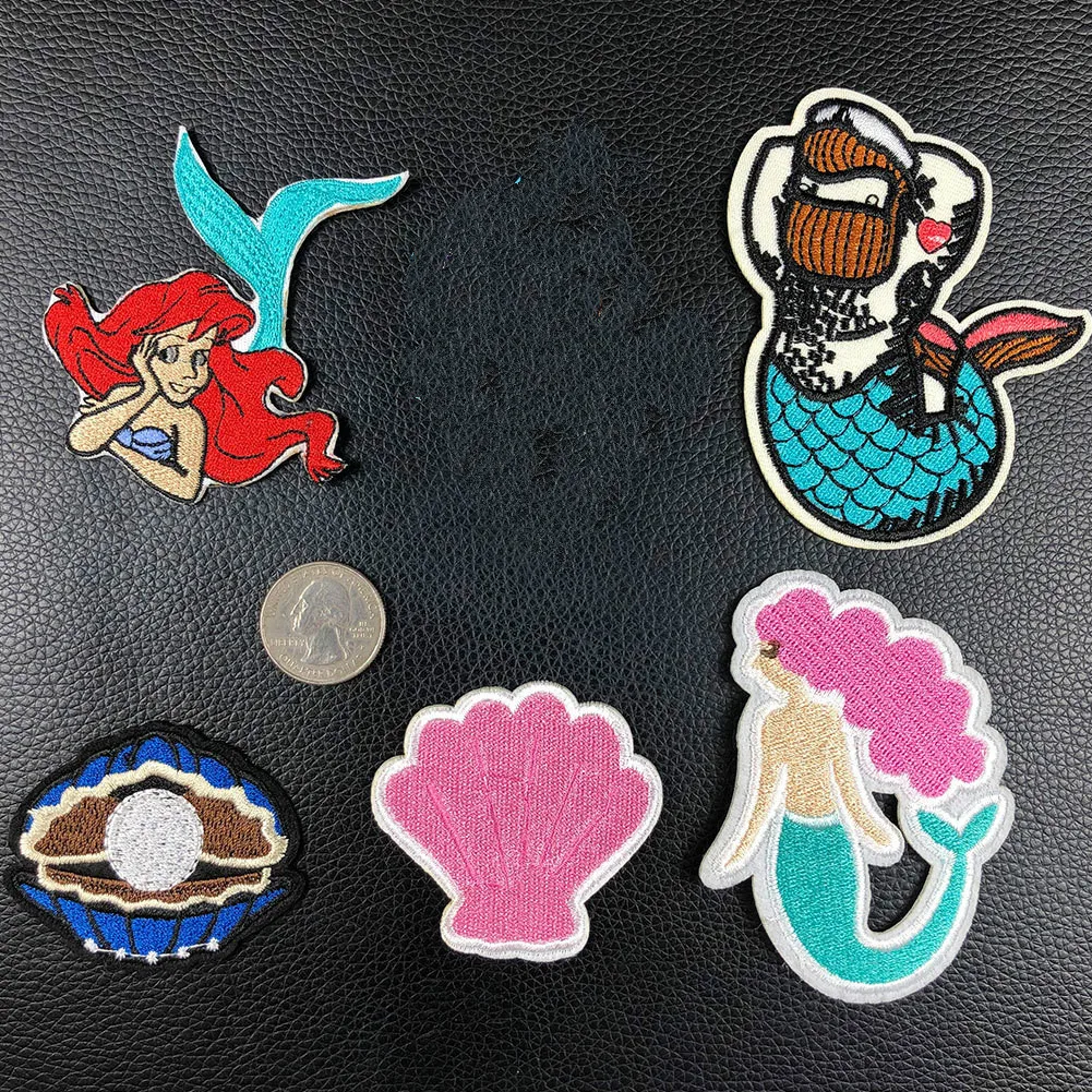 Ocean Series Patch Mermaid Shell Badges Fairy Tale Iron On Patches Kawaii Stickers Clothing Jeans Diy Cartoon Decor |