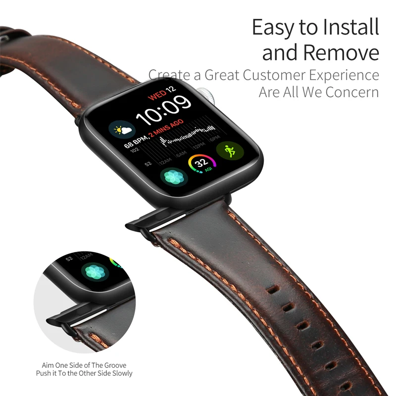 Ремешок для Apple watch band correa iwatch series 5 4 3 2 высококачественный кожаный ремешок 44 мм 40 42