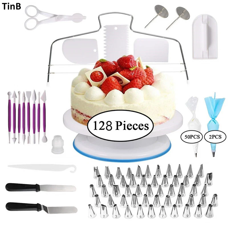

Cake Decorating Tools Kit Icing Piping Nozzles Pastry Bag Confectionery Tips Turntable Cake Scraper Pastry Cake Tools Spuitzak