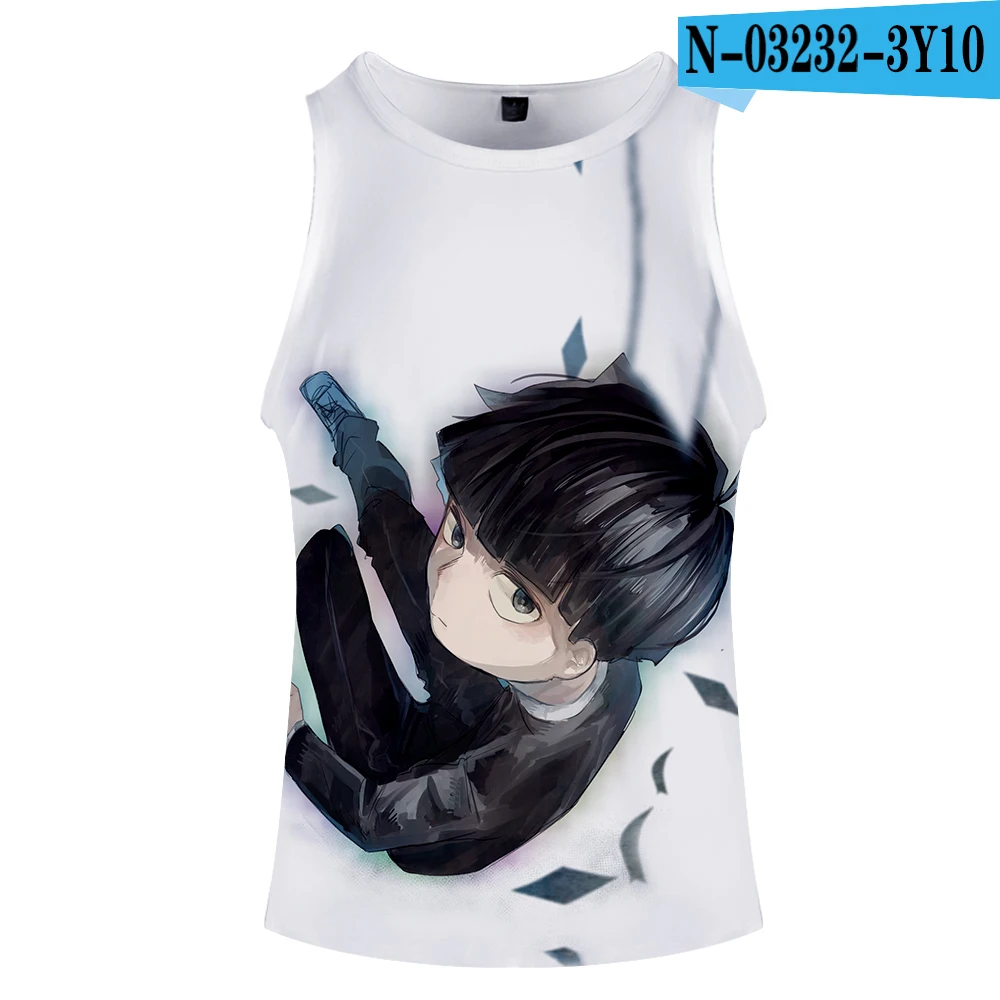 Mob Psycho 100 3D O-Neck Tank Top summer sleeveless wide shoulder men's women's casual Couple wear - Цвет: Темно-серый