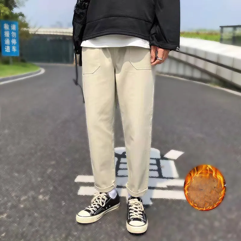 

Solid Sweat Pants Men Winter Warm Thick Streetwear Joggers Men Fashion Causal Autumn Sweatpants Outdoor Youth Trousesrs Men