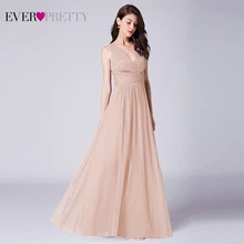 Новые платья для подружек невесты Ever Pretty EP07526OD элегантные трапециевидные длинные тюлевые Плиссированные Свадебные Вечерние платья с v-образным вырезом
