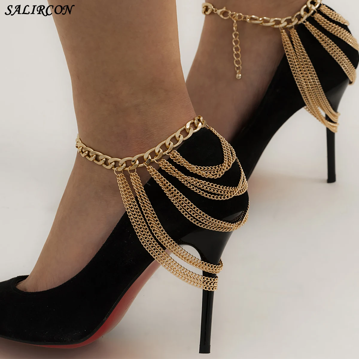 Punk Aesthetic Crystal Chain Anklet for Women Boho Tassel Beads