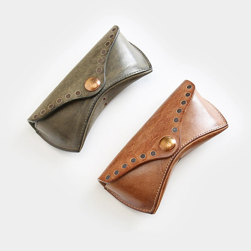 

Genuine Leather Glasses Case Box Men Handmade Vintage Hard Spectacles Sunglasses Bag Eyeglasses Eyewear Holder Cover Accessories