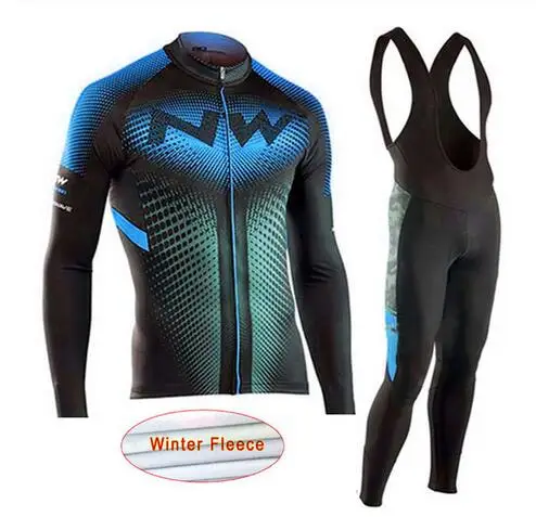 05 New Winter thermal fleece Set Cycling Clothes men's Jersey suit Sport riding bike MTB clothing Bib Pants Warm sets 9D - Цвет: 05