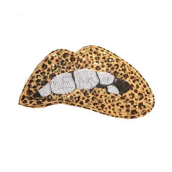 

Large Sequin Patch DIY Leopard Print Lip Sew on Patches for Women Clothing Coat Sewing Applique Clothes Stickers Vintage Parches