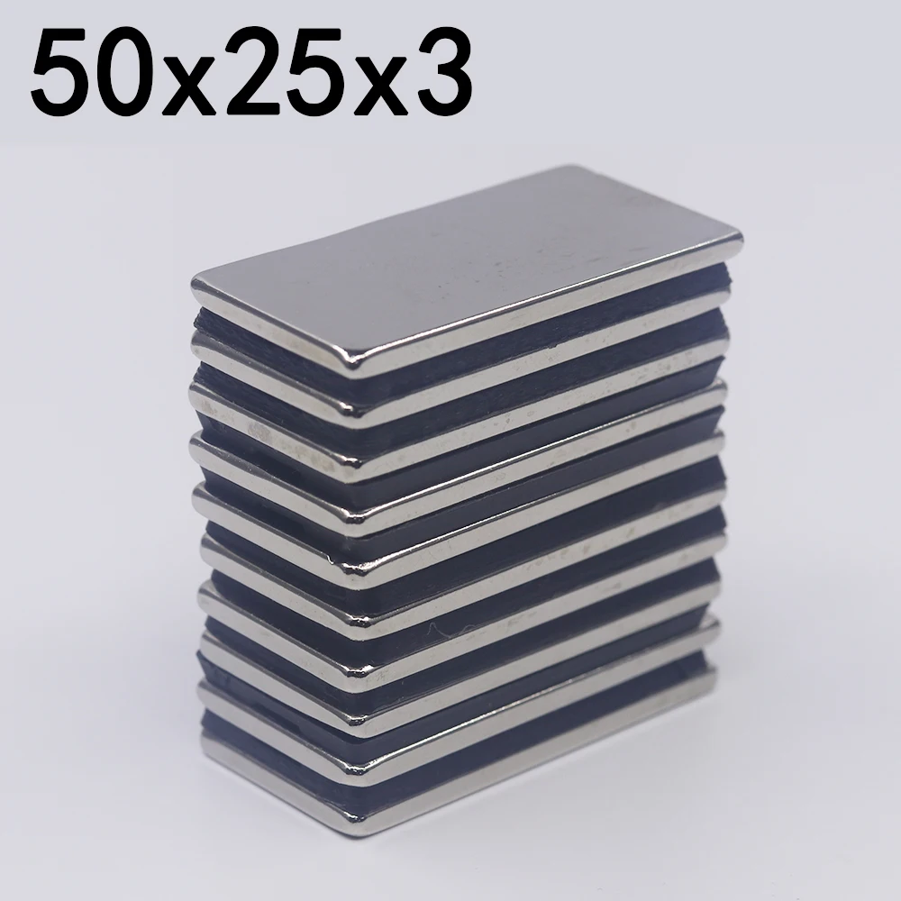 50pcs Neo 25 x 10 x 3 mm Very Strong Bar Permanent Neodymium Block Magnets 